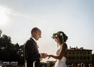 scambio delle fedi al Matrimonio country chic in Villa Pesenti Agliardi, Bergamo